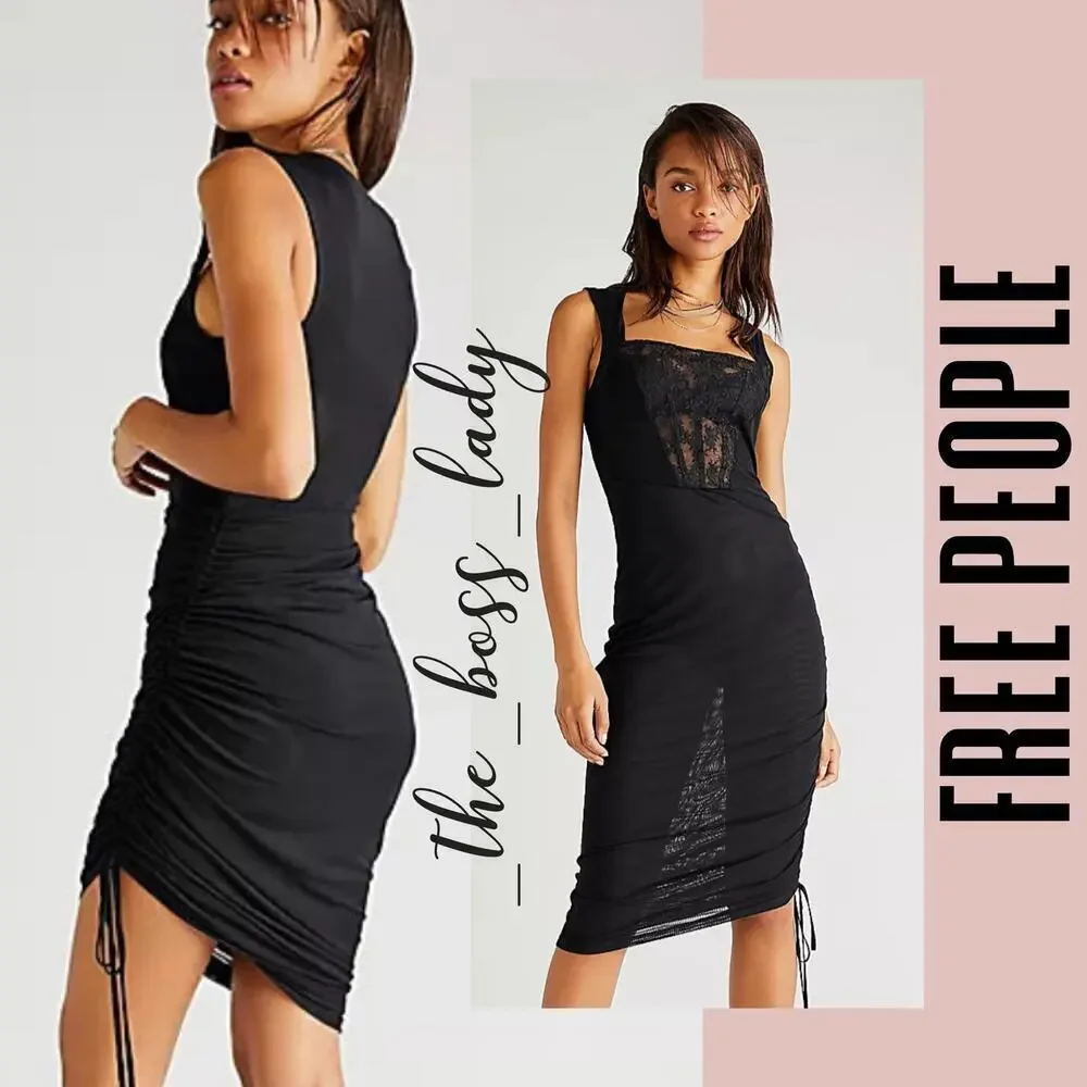 Free People dress midi dress or mini dress mesh floral lace